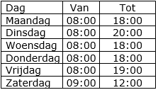 openingstijden